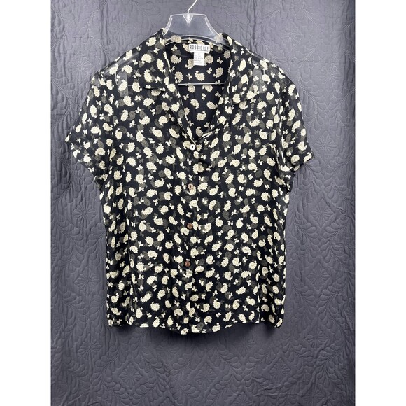 Vintage Robbie Bee Paisley Silk Button Up Shirt Retro Chic Cute SZ 12:Pre-Owned - Picture 2 of 5